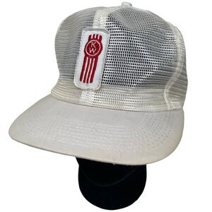 Vintage Kenworth Trucker Hat All Mesh Snapback White Red Logo Men One Size